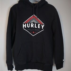 Hurley Black Hoodie with Red and White Geometric Chest Logo